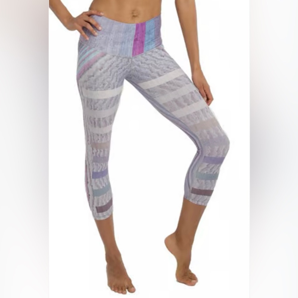 Niyama Sol Womens Printed High Waist Cropped Leggings Sz Medium Multicolor